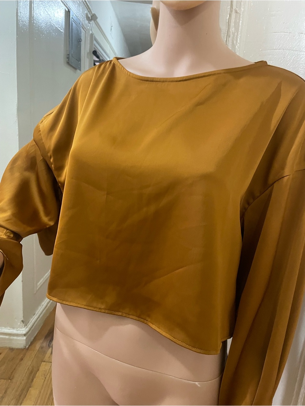 NAP Satin-Look Blouse in Mustard - Picture 12 of 16